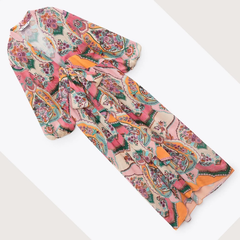 Zara Printed Maxi Wrap Floral Dress - Picture 6 of 8